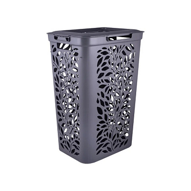 Корзина для белья Leaves 60 л, 440×340×635 мм цвет серый Полимербыт 4348925