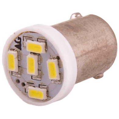 Автолампа диод T8,5 (T4W) 12V 5 SMD BA9s 1-конт Белая комп.10 шт габарит/стоп/салон/номер SKYWAY S08201227