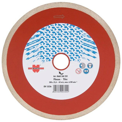 Алмазный круг для керамической плитки 200х25,4 мм WÜRTH 1668160201
