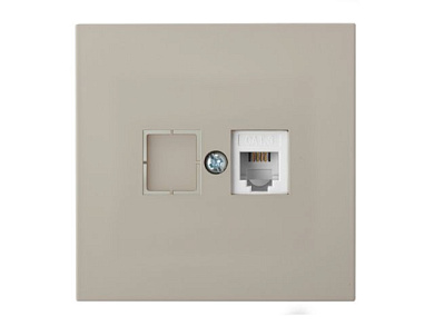 Розетка 1-ая телефонная, скрытая песочная, Carre, Bylectrica ТР4-6601песоч