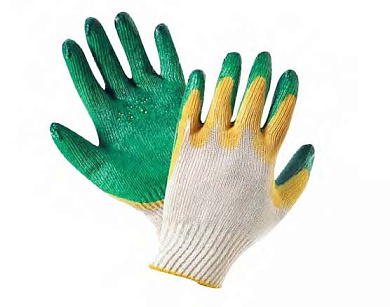Перчатки х/б с двойным латексным обливом, желто-зеленые WÜRTH 1899400142
