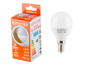 Лампа светодиодная G45 ШАР 6 Вт 170-240В E14 4000К, 45 Вт аналог лампы накал., 450Лм, нейтральный белый свет Юпитер JP5082-14