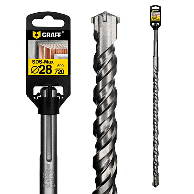 Бур (сверло) по бетону 28х590 мм SDS-max GRAFF 6428720