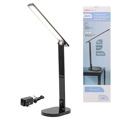Светильник светодиодный настольный 220В, черный ForceKraft FK-DEA5173