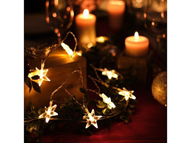 Гирлянда светодиодная <Звездочки> 1.5 м, 10 LED, прозрачный ПВХ, теплый белый Neon-Night 303-091