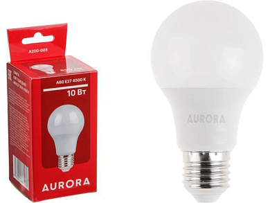 Лампа светодиодная A60 Стандарт 10Вт 230В E27 4500K AURORA A200-005