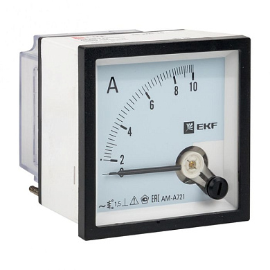 Амперметр AMA-721 аналоговый на панель (72х72) квадратный вырез 10А прямое подкл, EKF ama-721-10