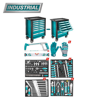 Набор инструментов 162 пр в тележке TOTAL THPTCS71621