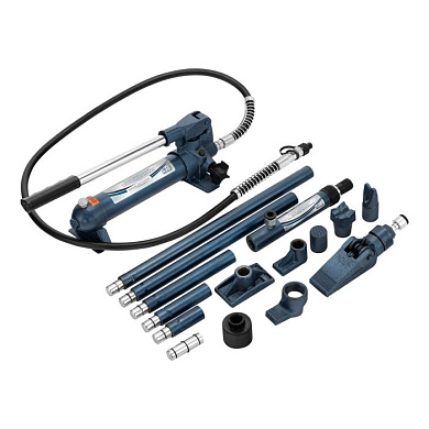 Растяжка гидравлическая, 4 т, набор из 17 предметов, 7 сменных насадок, в пластиковом кейсе Stels 51354