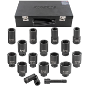 Набор головок ударных глубоких 3/4'' 16 пр 6-гр 17-36 мм, 12-гр 38-50 мм Forsage F-6163-5MPB