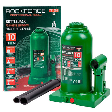 Домкрат гидравлический бутылочный 10 т с предохранительным клапаном, 190-360 мм RockForce RF-T91004 DS