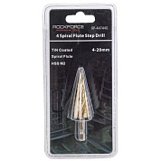 Сверло ступенчатое спиральное TIN HSS M2, 4-20 мм RockForce RF-44744S