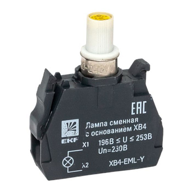 Лампа сменная c основанием XB4 желтая 230В EKF PROxima XB4-EML-Y