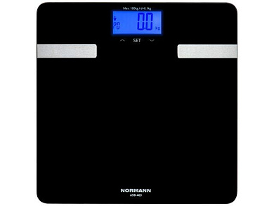 Весы напольные ASB-463, 180 кг, стекло 6 мм, дисплей 73х34 мм с подсветкой, изм-ние уровня воды, жира, мышечной массы NORMANN ASB-463