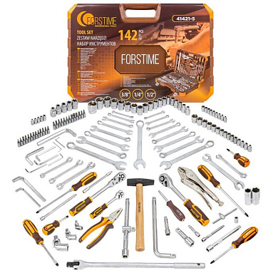 Набор инструментов 142 пр. 1/4''&3/8''&1/2'' 6-гр FORSTIME FT-41421-5