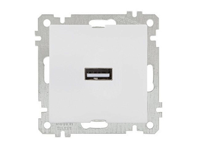 Розетка 1-ая USB, скрытая, без рамки, белая, DARIA, USB-зарядка, 5V-2.1A, Mutlusan 21004480101