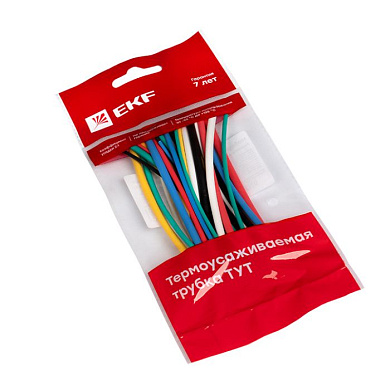 Набор ТУТ нг: 6 цветов по 5шт, Разного диаметра (1/0,5, 1,5/0,75, 2/1, 2,5/1,25, 3/1,5) 100мм, EKF PROxima tut-n-2-r