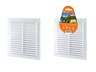 Решетка вентиляционная неразъемная с москитной сеткой, бел. 150х150 мм TDM SQ1807-0086