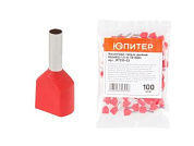 Наконечник-гильза двойной НШвИ(2, 1,5-8, TE1508, 100 шт, с изолированным фланцем, Юпитер JP7210-02
