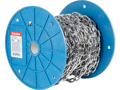 Цепь сварная короткозвенная М4 нерж.сталь, А2, DIN 766, бухта 25м Starfix SMP-75647-25