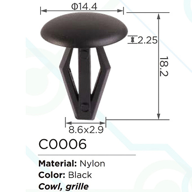 Клипса для крепления внутренней обшивки а/м Ниссан пластиковая, 100 шт Forsage C0006(Nissan)