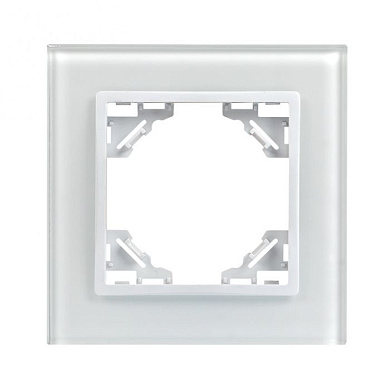 Минск Рамка 1-местная стеклянная белая EKF Basic ERM-G-401-10