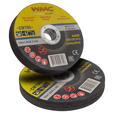 Круг отрезной 125x1.0x22.2 мм, 20 шт WMC TOOLS WMC-CW705(20 шт к-т)