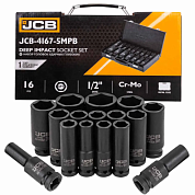 Набор ударных глубоких головок 10-36 мм 1/2'' 16 пр 6-гр JCB JCB-4167-5MPB