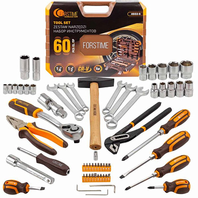 Набор инструментов 60 пр. 1/4''&1/2'' 6-гр FORSTIME FT-4602-5