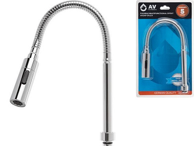 Излив гибкий с двухрежимной лейкой для смесителя, хром, AV Engineering AVZAP-SFLCH