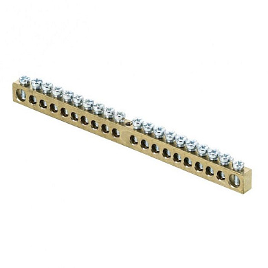 Шина PEN "ноль-земля" (6х9мм) 20 отверстий латунь крепеж по центру розничный стикер EKF PROxima sn0-63-20-r