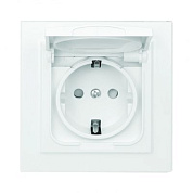 Минск Розетка 1-местная СП с/з с крышкой 16А белая с защ, штор, IP44 EKF ERR16-029-100-44