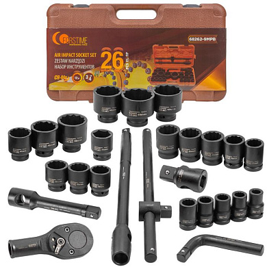 Набор инструментов ударных 26 пр. 3/4'', 12-гр. FORSTIME FT-68262-9MPB