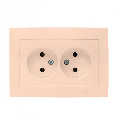 Валенсия розетка 2-местная б/з 10А кремовая с защ, штор, EKF PROxima EWR10-102-20