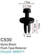 Клипса для крепления внутренней обшивки а/м Крайслер пластиковая, 100 шт Forsage C0530(Chrysler)