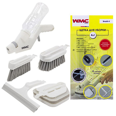 Набор щёток для влажной уборки со сменными насадками 4 пр WMC TOOLS WMC-brush-4