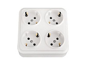 Розетка 4-ая (открытая, с/з) белая, Вариант, Bylectrica РА16-0192