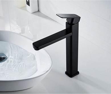 Смеситель для накладного умывальника, цинк, черный Ledeme L1133B