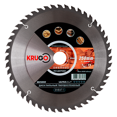 Диск пильный 250x30 мм, 48Т Krugo WA250048