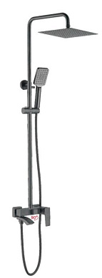 Душевая система встраиваемая со смесителем с изливом и тропическим душем, латунь, графит Ledeme L2478U