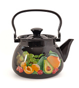 Чайник с металлической ручкой 3 л, сферический с декором коричневый Керченский металлургический завод 42104-122/6-У4КОР СД