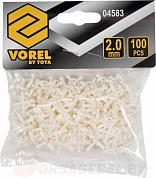 Крестики для плитки с ограничителем 2,0 мм 100 шт. Vorel 04583