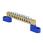Шина "0" N (8х12мм) 10 отверстий латунь 2 синих угловых изолятора EKF PROxima sn0-125-10-2