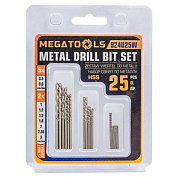Набор сверл по металлу 25 пр, 0,5-3 мм MEGATOOLS MT-924U25W