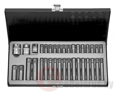 Набор бит HEX, Torx с переходниками 35 пр. 10 мм Force 4351