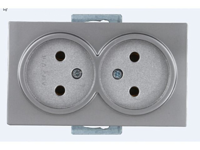 Розетка 2-ая, скрытая, б/з, керамика серебро, DARIA, 10 A, 250 V, IP 20 Mutlusan 2100 201 0282