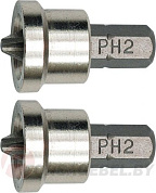 Бита PH2х25 мм 1/4'' с ограничителем 2 шт Vorel 65800