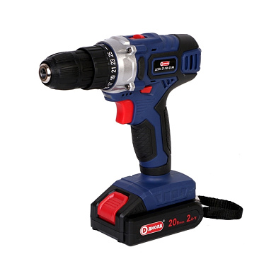 Дрель-шуруповерт ручная электрическая аккумуляторная, 20 В, 0-350/0-1200 об/мин, 42 Hм, 2 акб ДИОЛД ДЭА-21ЛИ-01М