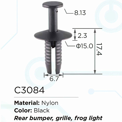 Клипса для крепления внутренней обшивки а/м БМВ пластиковая, 100шт Forsage C3084(BMW)