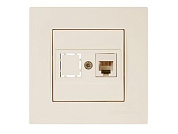 Розетка телефонная 1хRJ12, скрытая, RJ12, кремовая, RITA, Mutlusan 22201250102